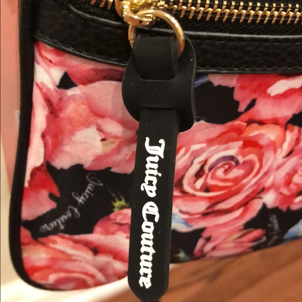 PRICE ⬇️ Juicy Couture Black and Pink Floral Crossbody Bag - Picture 6 of 7
